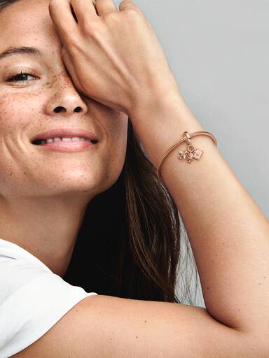 Charm colgante Avión, globo y maleta Recubrimiento en Oro Rosa 14k
