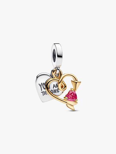 Charm Dije Doble Corazón Grabable y Flecha