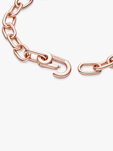 Brazalete De Cadena De Eslabones Dos Conectores Recubrimiento en Oro Rosa De 14K Pandora Me 15 cm