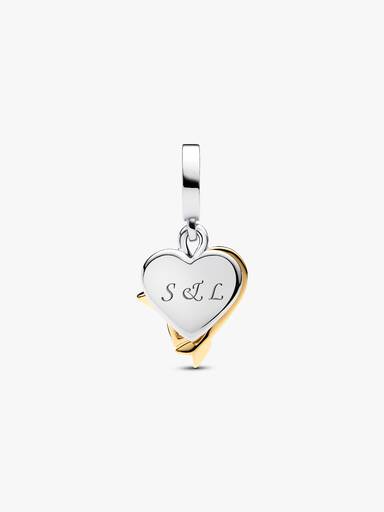 Charm Dije Doble Corazón Grabable y Flecha
