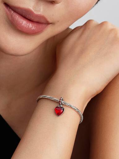 Charm Colgante doble Corazón de Cristal de Murano Rojo