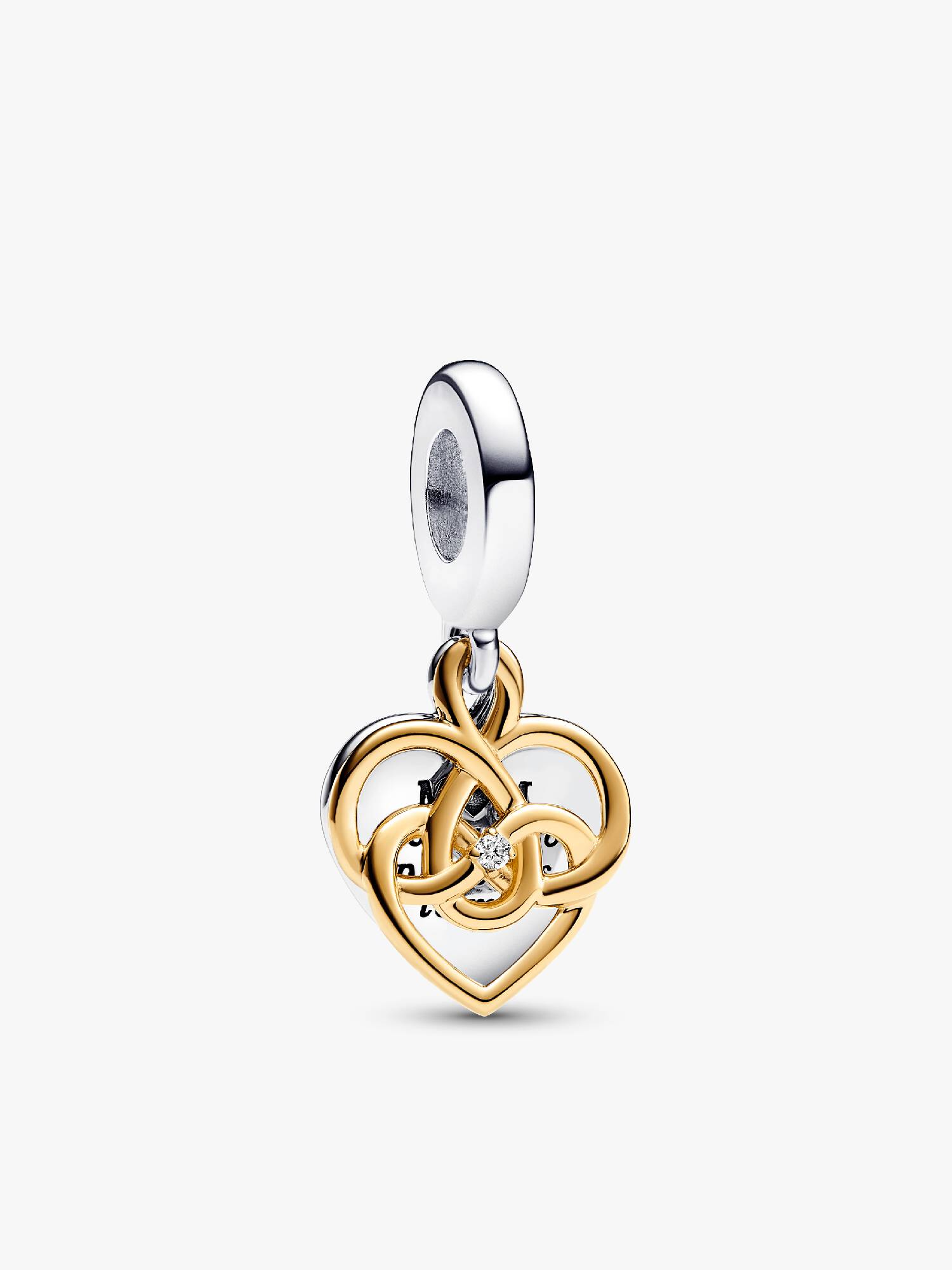 Charm Colgante Doble Grabable Mama con un Diamante Sintético Creado en Laboratorio Talla única