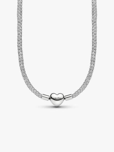 Collar de Malla Brillante con Cierre de Corazón