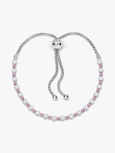 Brazalete Deslizante Brillo Cristal Rosa Y Transparente 23 cm