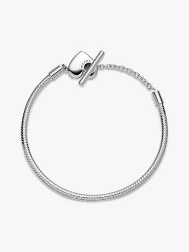 Brazalete Moments Cadena De Serpiente Con Cierre En T Y Corazón 16 cm