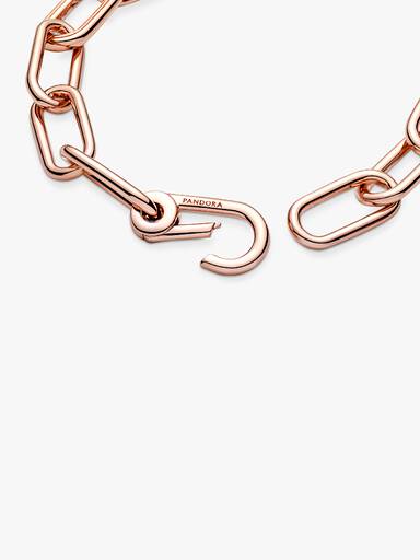 Brazalete De Cadena De Eslabones Tres Conectores Recubrimiento en Oro Rosa De 14K Pandora Me 15.50 cm