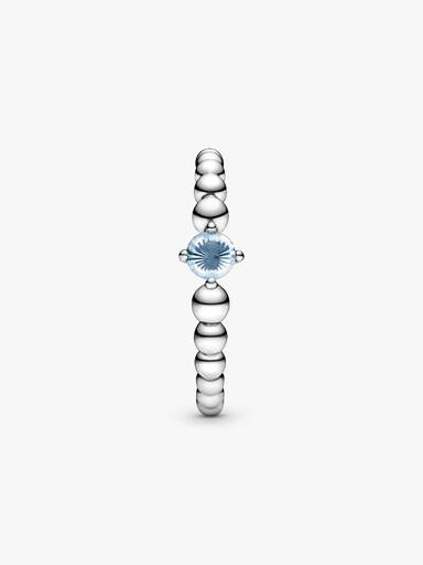 Anillo de cuentas con piedra natal de marzo