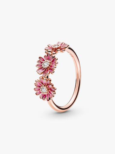 Anillo Trío de Margaritas Rosas 60