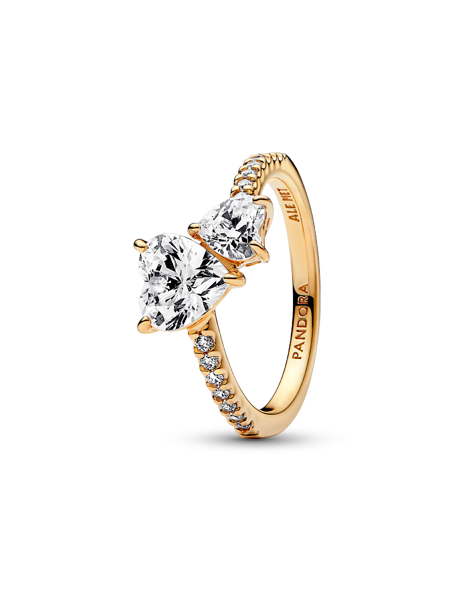 Anillo reluciente Corazón doble Bañado en Oro de 14k