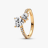 Anillo reluciente Corazón doble Bañado en Oro de 14k Anillo reluciente Corazón doble Bañado en Oro de 14k