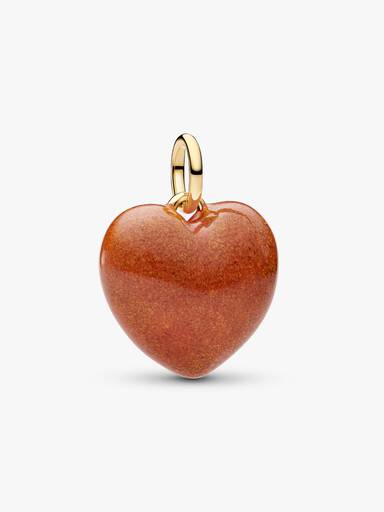 Charm Colgante de Corazón Inflado Naranja
