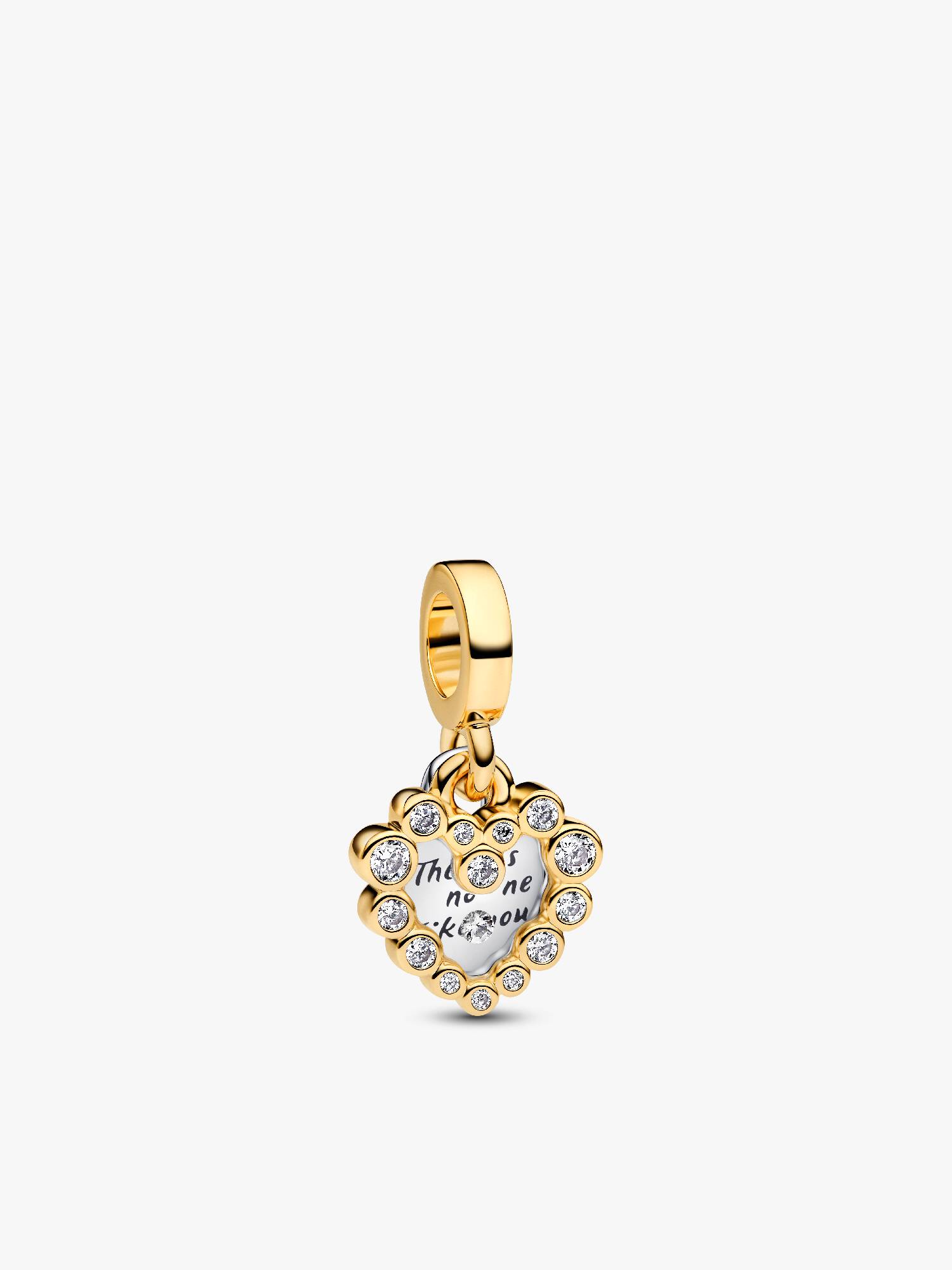Charm Colgante Doble Corazón Brillante Dorado
