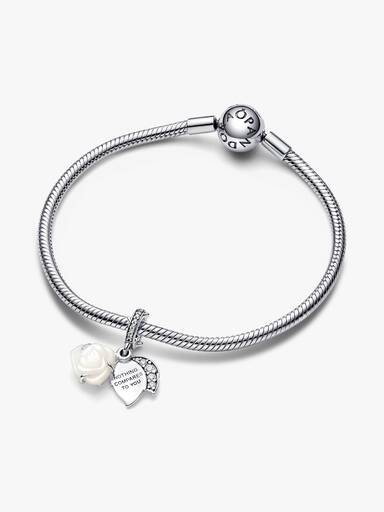 Charm Colgante Doble Rosa Blanca Floreciendo