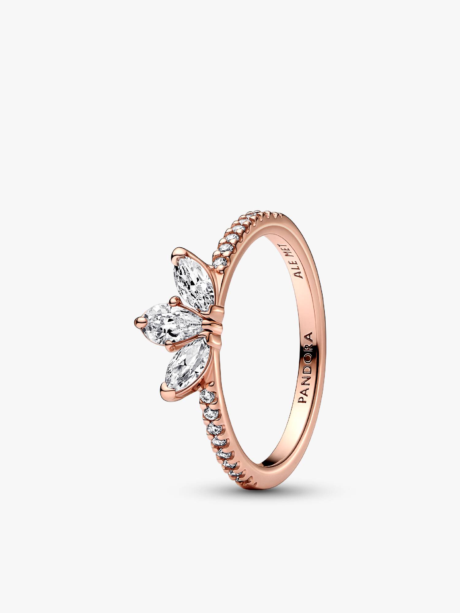 Anillo Racimo herbario reluciente Bañado en Oro Rosa de 14k