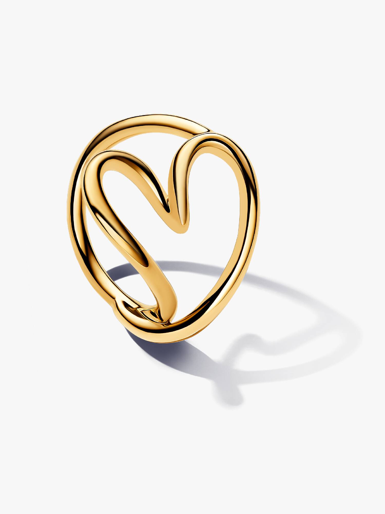 Anillo Corazón Forma Orgánica Dorado