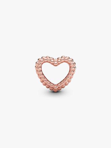 Charm corazón abierto con cuentas Bañado en Oro Rosa de 14k