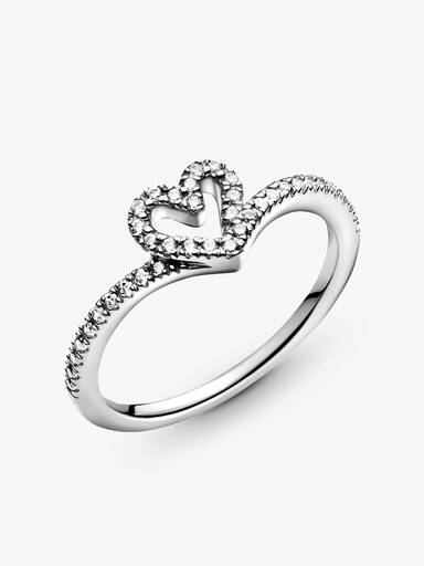 Anillo Hueso De Los Deseos Con Corazón Brillante