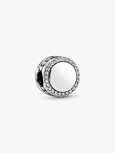 Charm de Botón Brillante para Grabar Plateado