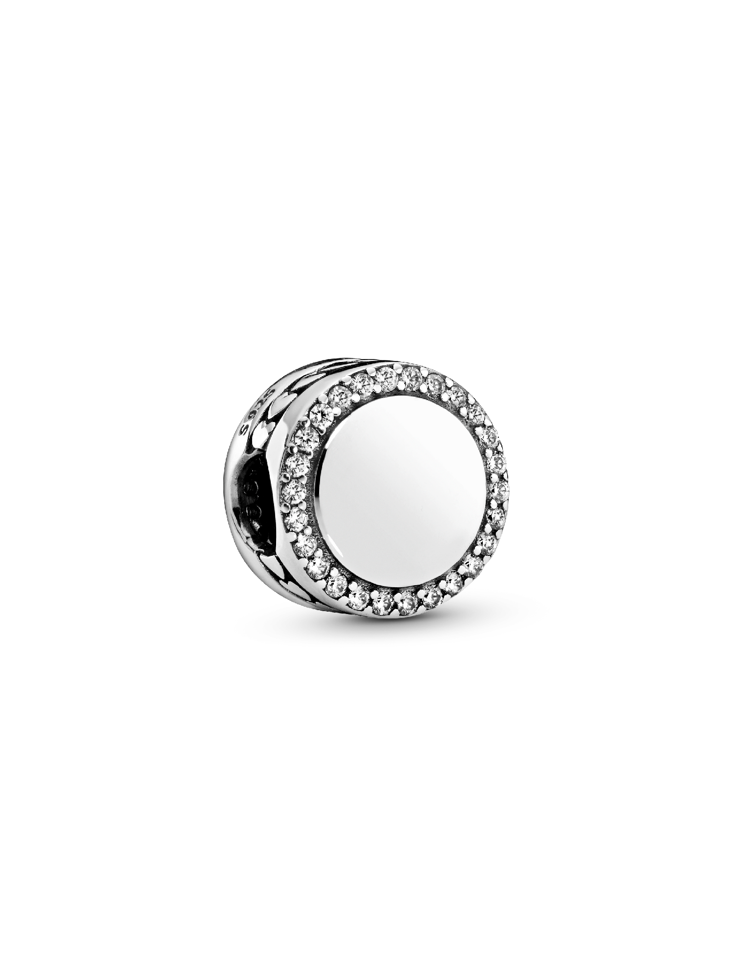 Charm de Botón Brillante para Grabar Plateado