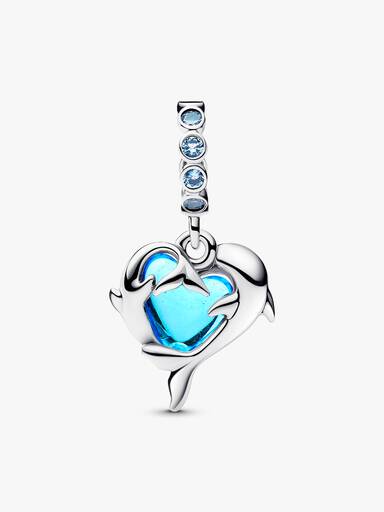 Dije Colgante Delfín de Cristal de Murano Azul