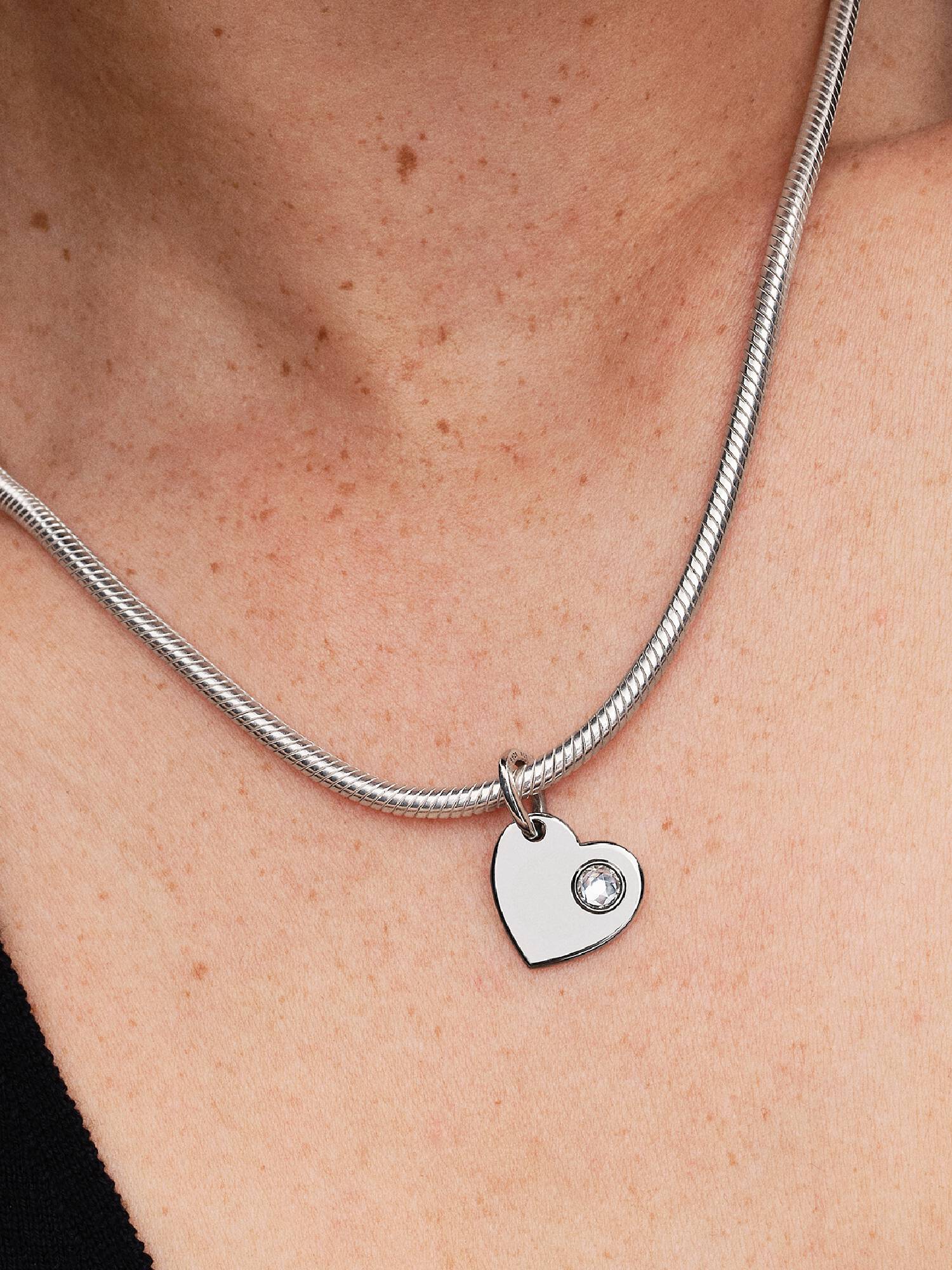 Charm Colgante de Corazón Grabable con piedra transparente de Abril