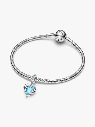 Dije Colgante Delfín de Cristal de Murano Azul